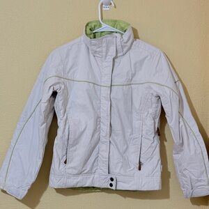 Columbia Convert Boardwear Youth 10/12 waterproof Ivory Ski Jacket Green Trim